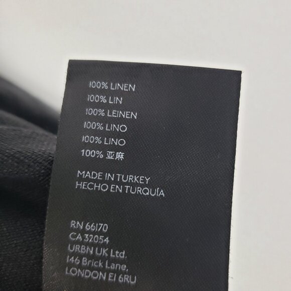 Free People Lyla Linen Trouser Pants Black Wide Leg Cuffed Womens Size 2 - Picture 10 of 10